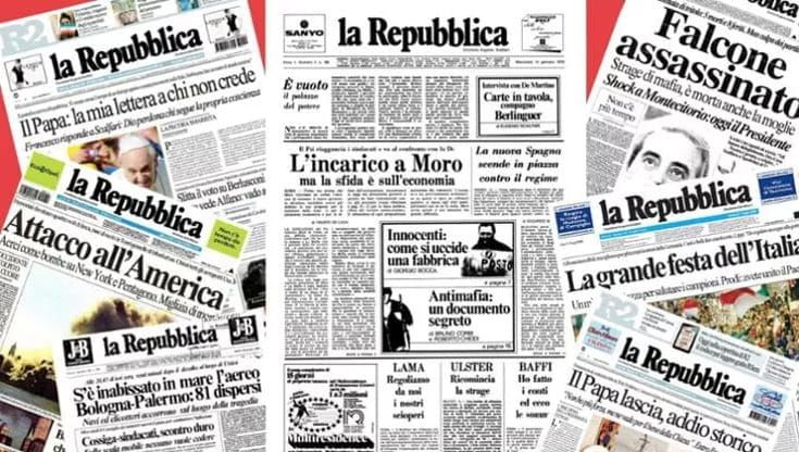 Vota una delle 40 prime pagine di Repubblica scelte tra il 1976 e il 1985