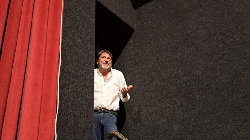 Sigfrido Ranucci durante l'evento pubblico a Fiera di Primiero
